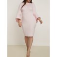 thumbnail image 1 of ELOQUII Women's Plus Size Flare Sleeve Scuba Dress, 1 of 3