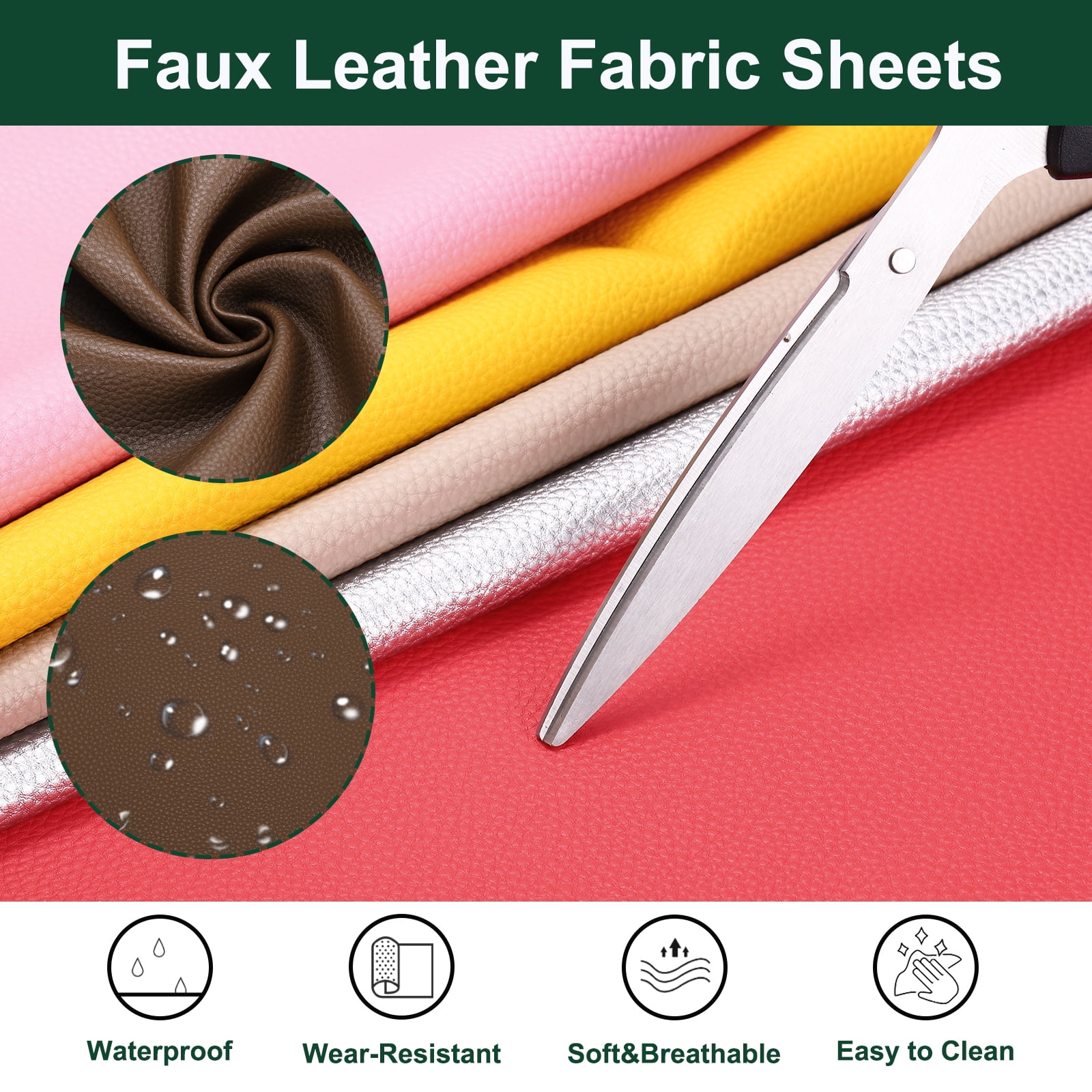 Uxcell Faux Leather Fabric Sheets, 54x36 Inch Waterproof Solid Soft PU Synthetic Leather Sheet for Upholstery Replacement Renovate Sofa Furniture Bag Crafts DIY Sewings(Light Brown)