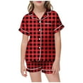 thumbnail image 1 of LUOGENLI Pyjama pour Filles Taille 12 Pyjama de Noël pour Filles Imprimé Haut à Boutons à Manches Courtes Short Ensemble de Pyjama pour la Maison Rouge Taille 6-7 Ans, 1 of 4