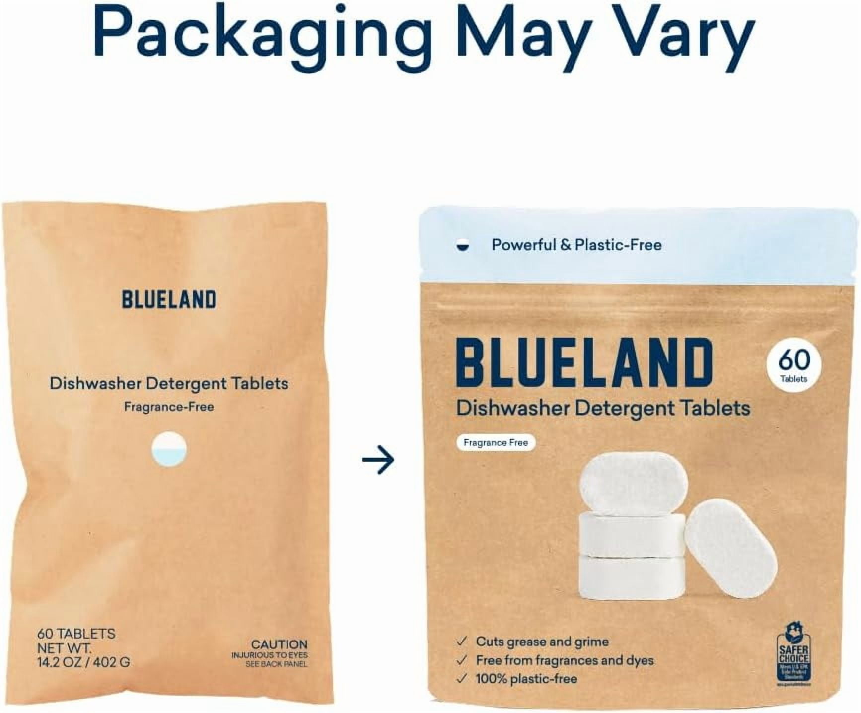 100% Plastic-Free Dishwasher Detergent Tablets, Free & Clear, Eco-Friendly Dishwashing Pods, Natural, USDA Certified biobased
