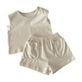 thumbnail image 2 of HAOTAGS Summer 2 Piece Tank Top Shorts Set for Baby Boys and Girls Solid Color Outfit Infant Sports Suit White Size 12-16 Month, 2 of 3