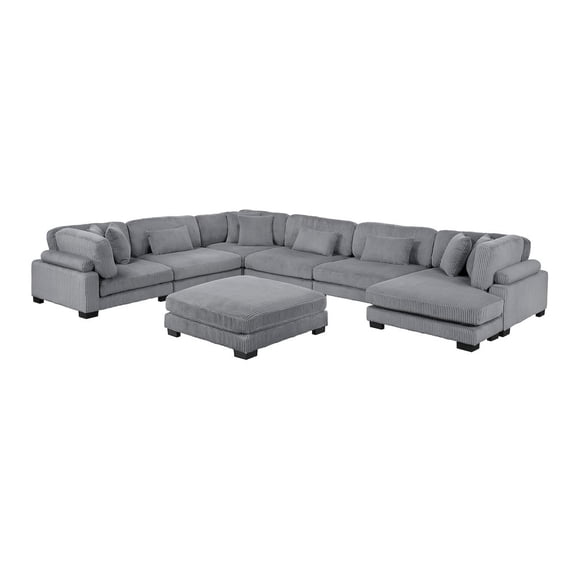 Lexicon Traverse Corduroy 6-Piece Modular Sectional with chaise in Gray