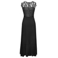 thumbnail image 5 of Elegant Burgundy Lace Evening Dress for Women, Short Sleeve V-Neck High Low Formal Cocktail Party Gown with Ribbon Belt,Black L, 5 of 5