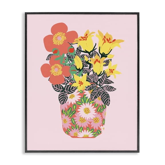 Stupell Industries Eclectic Pink Modern Bouquet Black Framed Giclee Art, 11 x 14, by Pragya Kothari