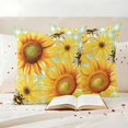 thumbnail image 3 of Spring Flowers Pillow Covers 2 Pack Watercolor Country Yellow Daisy Sunflower Floral Bee Green Plaid Pillowcase Waterproof Outdoor Throw Pillow Cover for Patio Garden Square Cushion 24”x24”, 3 of 9