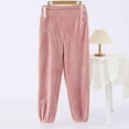 thumbnail image 2 of successthop Maternity Fleece Pajama Pants Fuzzy Warm Joggers Adjustable Waist Winter Loungewear Solid Trousers, 2 of 3
