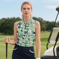 thumbnail image 3 of KEIAHUAN Green Golf Pattern V Neck Athletic Sleeveless Tops for Women Casual Half Zip Tennis Shirt with Pockets Moisture Wicking Golf Pullover for Ladies Size XL, 3 of 7