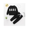 thumbnail image 2 of TheFound Baby Long Sleeves + Trousers, Letter Print Adjustable Elastic Waist, 2 of 9