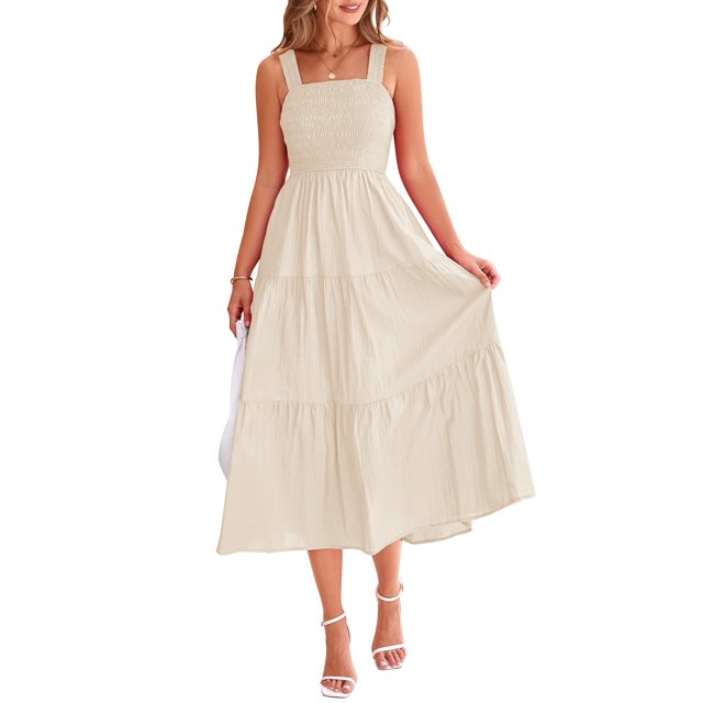 Vestido PRETTYGARDEN para mujer, a media pierna, verano 2025, color albaricoque