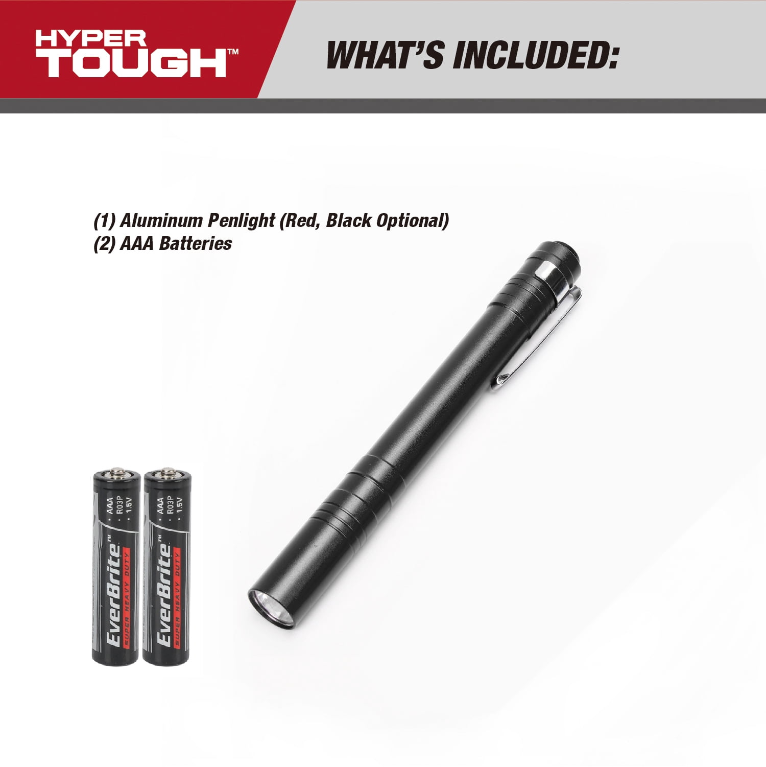 Hyper Tough 25-Lumen Black Penlight with Durable Aluminum Design