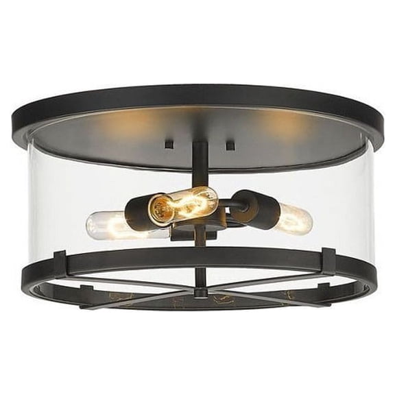 3032F-MB-Z-Lite-Callista - 3 Light Flush Mount In Transitional Style-8 Inches Tall and 16.5 Inches Wide-Matte Black Finish
