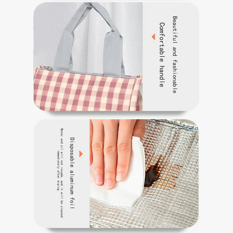 1pc Checkered Insulated Lunch Bag, Waterproof Picnic Bag, Ice Bag, Large  Capacity Lunch Box Bag
