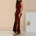thumbnail image 5 of EliteGoogv Womens Satin Dresses Neck Sleeveless Side Slit Dresses For Women Soft Flowy Fit Dresses Evening Party Formal Dresses, 5 of 9