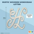 thumbnail image 2 of Unfinished Wooden Monogram H Alphabet Decorative Letters, Rustic Wall Hanging Craft Home Decor, 13", 2 of 4