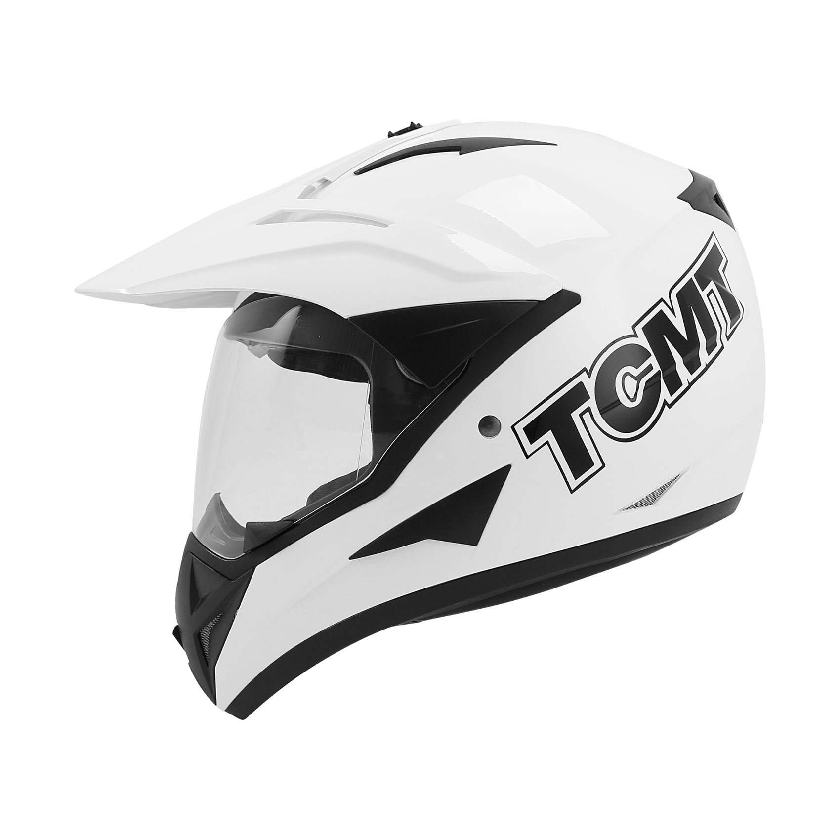 TCMT DOT Motorcross Full Face Helmet Flip up Dual visor Adult Motorcycle Helmet for Atv Offroad Street Dirt Bike White XL Size