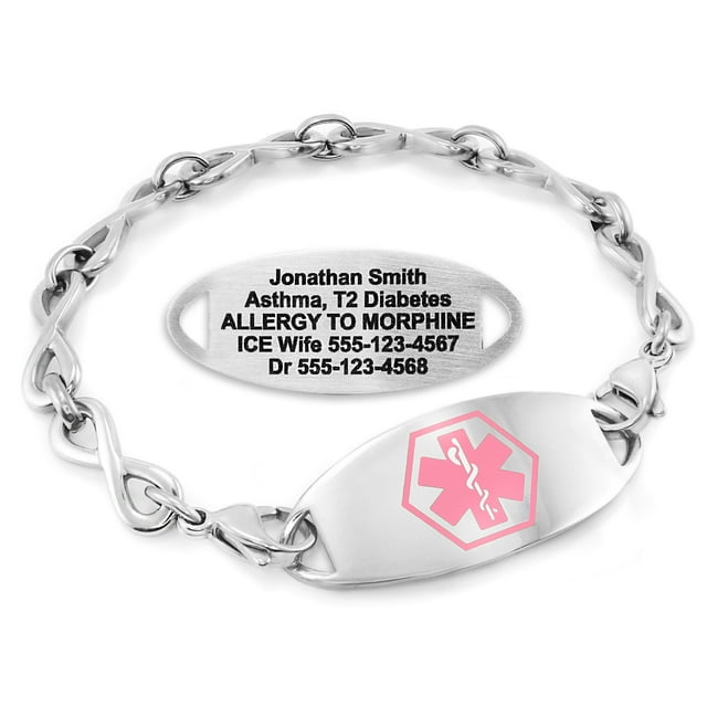 MedicEngraved Bracelet d'Alerte Médicale Personnalisé en Acier Inoxydable - Maillon Infini 6 mm