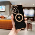 thumbnail image 5 of Magnetic Phone Case for Samsung Galaxy S22 Ultra 6.8" Compatible with MagSafe Cute Heart Galaxy S22 Ultra Case for Women Men Luxury Plating Soft Camera Lens Protect Shockproof Cover (Black), 5 of 6