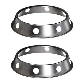2pcs Stainless Steel Wok Ring Metallic Round Bottom Wok Rack 10.43X11.8Inch Universal Size inch for GAS Stove Fry Pans, Silver
