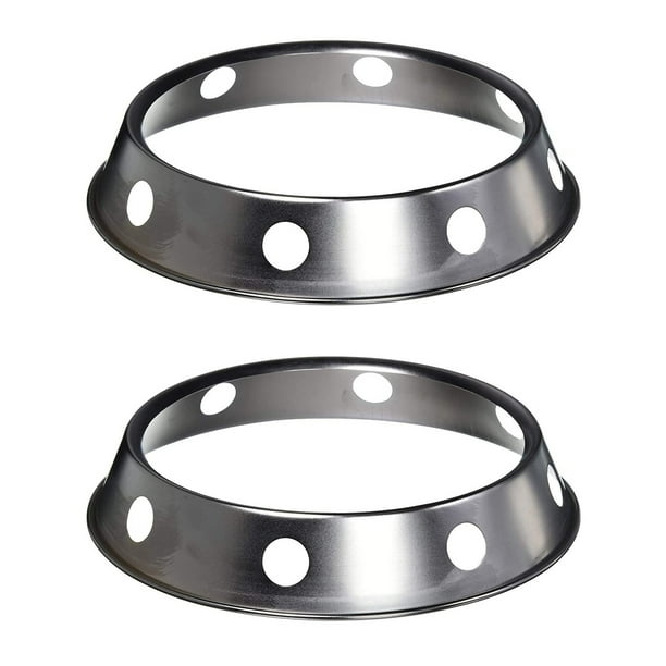 2X Universal Wok Pan Support Rack Stand Wok Ring/Metallic Round Bottom Universal Size for Gas