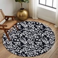 thumbnail image 2 of Large Round Rug 8Ft Washable Non-Slip, Black Spring Floral Circle Area Rugs for Living Room Bedroom, Farmhouse Flowers Elegant Pastoral Indoor Floor Mats Carpet Runner for Home Decor, 2 of 8