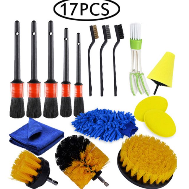 Juego De Lavado Kit de cepillos de limpieza de 17 piezas, herramientas multifunción para limpiar el polvo y la suciedad, para alfombras de baño