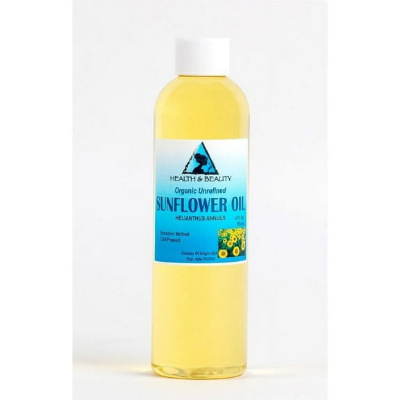 SUNFLOWER OIL UNREFINED ORGANIC CARRIER COLD PRESSED VIRGIN RAW PURE by H&B OILS CENTER 4 OZ