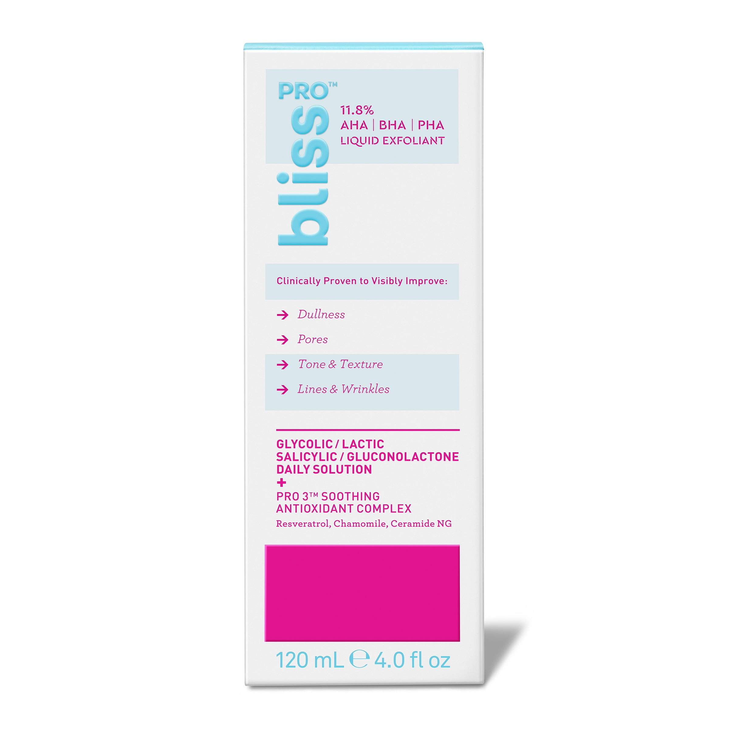 Bliss Pro 11.8% AHA, BHA, PHA Liquid Facial Exfoliant, 4.0 fl oz