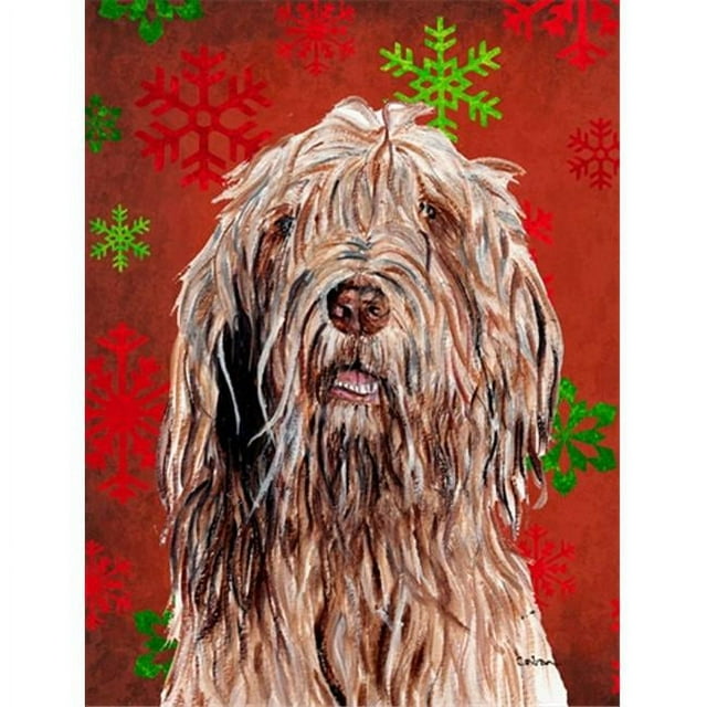 Carolines Treasures SC9757CHF Otterhound Rouge Flocons de Neige Vacances Drapeau Toile Maison Taille