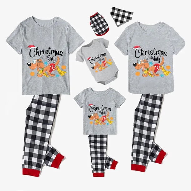 Pijamas familiares navideños a juego, conjuntos de pijamas grises para mascotas, Navidad en julio