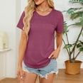 thumbnail image 2 of Wangmeiwg Women's Summer Tops Trendy Short Sleeve Shirts Smocked Crewneck Tee Active Shirts Women Short Sleeve, 2 of 8