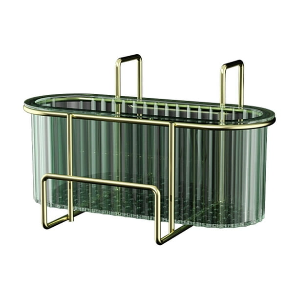 Organizador sobre fregadero, escurridor de fregadero, escurridor de platos, estante de almacenamiento, soporte para cepillos de cocina para Aureato verde oscuro