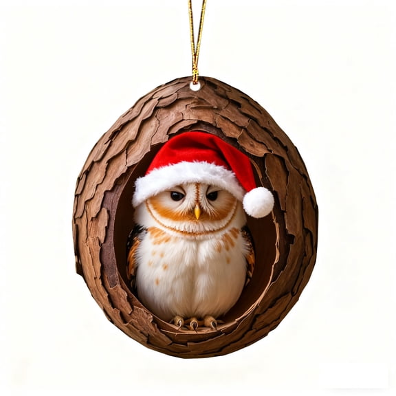 Beautynvta Forest Animal Pinecone Ornaments, 3.15'' Cozy Forest Animal in Pinecone Ornaments for Christmas Tree, Personalized Acrylic Hanging Ornament, Gifts for Animals Lovers