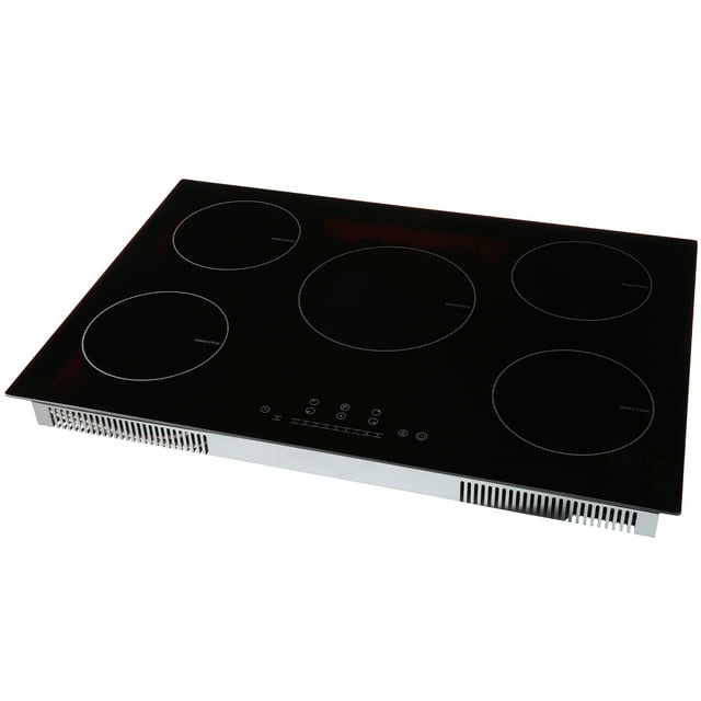 KFFKFF Cuisinière à Induction, 5 Éléments Chauffants, Cuisinière Électrique 30 Pieds', Surface de Cuisson Magnétique Intégrée 9200 W, 9 Réglages de Chaleur, Écran Tactile LED avec Verrou de Sécurité pour Enfants et Protection contre la Surchauffe