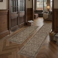 thumbnail image 3 of BERTHMEER 2-Piece Runner Rugs Sets of 2 Runner Rugs for Hallway Kitchen Bedroom Bathroom Entryway Entrance Oriental Floral Vintage Farmhouse Non Slip Machine Washable, Brown, 2'x6'+2'x10', 3 of 5