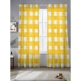 thumbnail image 5 of Sheer Curtains 108 Inches Long, Yellow Plaid Light Filtering Window Curtains for Living Room, Watercolor Grid Checker Gingham Farmhouse Rod Pocket Voile Sheer Curtain Drapes, 52"W x 108"L, 2 Panels, 5 of 8