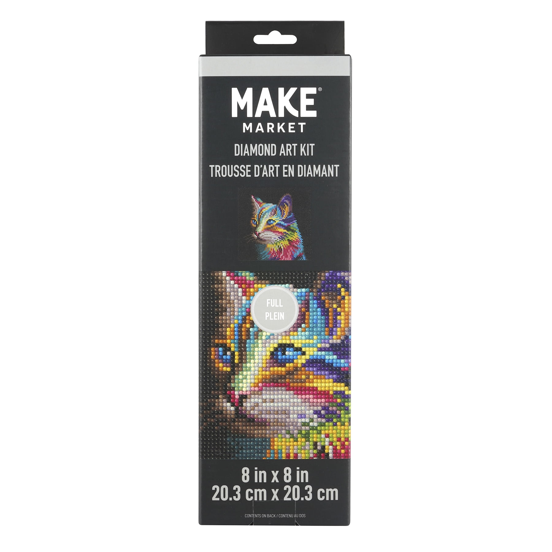 Rainbow Cat Painting Diamond Art Kit by Make Market – Full Drill with Gems & Tools - 8" x 8" Canvas - 6 Pack
