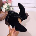 thumbnail image 5 of Women's Studded Ankle Boots, Pointed Toe Block Heel Booties, Western Inspired Pull On Dress Boots for Party Casual Daily Wear, 5 of 8