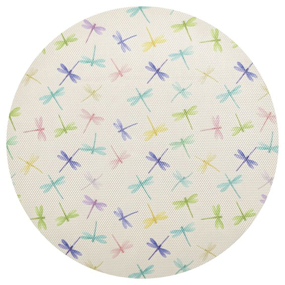 Color Dragonflies Round Placemats Set of 6 Woven Non-Slip Washable Heat Resistant Table Mats 15.4 Inch for Kitchen Dining Decor