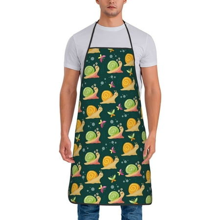

Lukts Snails And Butterfies Print Unisex Tie-Up Aprons Bibs for Chef Kitchen Grill Beverage Shop