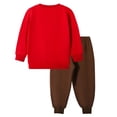 thumbnail image 3 of HILEELANG Toddler Boy Thanksgiving and Christmas Pullover and Sweatpants Set ,2 Piece Cotton Turkey Applique, Fall Winter Clothes for Kids 2T, 3 of 9