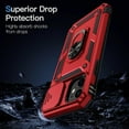 thumbnail image 4 of for iPhone 13 Case with Camera Lens Cover HD Screen Protector, 10 FT Military Grade Drop Protection, Magnetic Ring Holder Kickstand Protective Phone Case for iPhone 13 6.1 inch, Red, 4 of 12