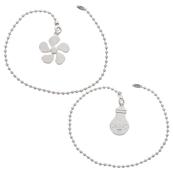 LOLIPPYY 2Pcs Classic Plated Silver Ceiling Fan Chain Decor Pendant Pull Extenders for Home