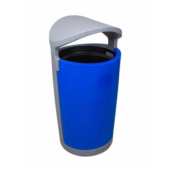Sturdy Essentials Modern 36 Gallon European Style Indoor or Outdoor Trash Can Waste Receptacle for Patios, Pool Decks, Parks, and Businesses - Greystone-Blue