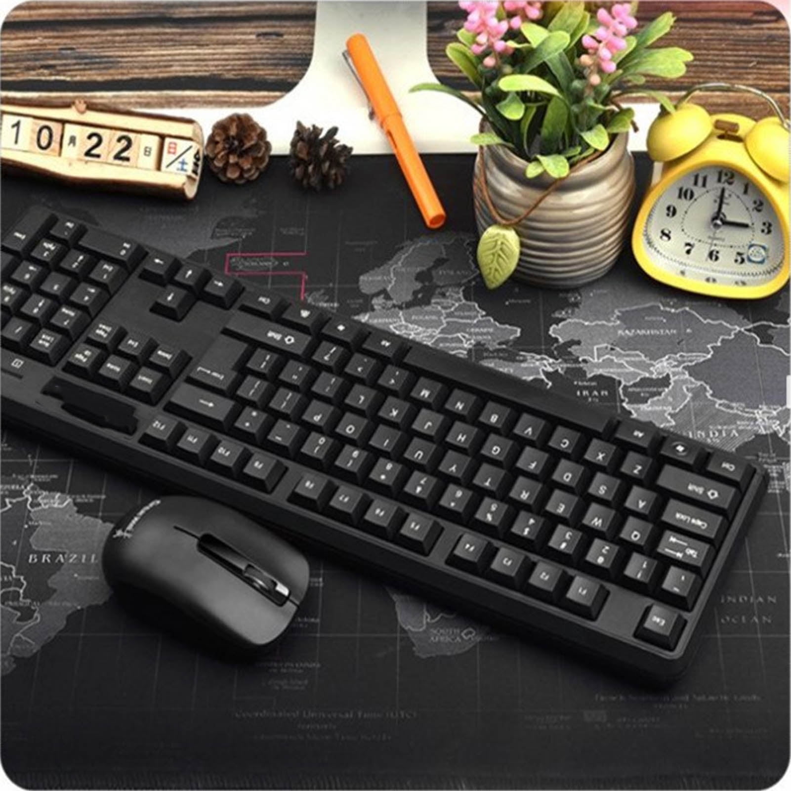 (30 pack) Suproot Wireless Keyboard and Mouse, Black 2.4GHz Ultra Thin Full Size Wireless Keyboard Mouse Combo Set with Number Pad for Laptop, PC, Desktop