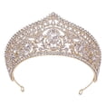 thumbnail image 3 of Tiara de corona Fernando nupcial de cristal de boda para mujer dorado, 3 of 8