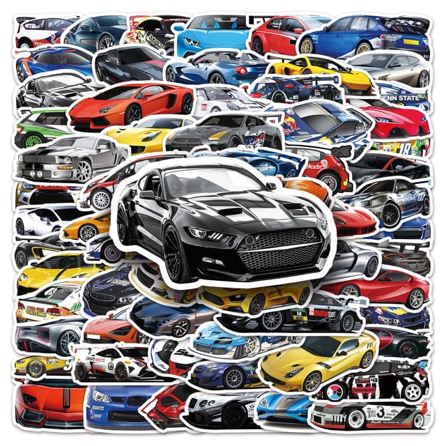 Calcomanías coloridas para autos deportivos Stickers Supercar Racing, 102 unidades