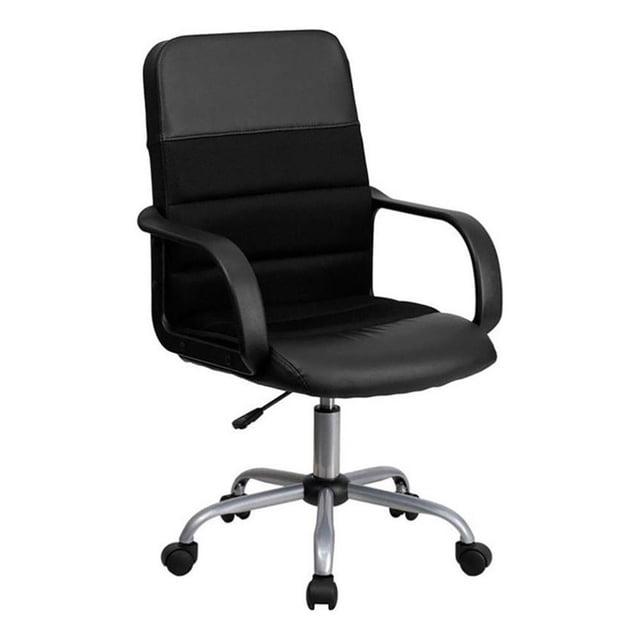 Scranton & Co Faux Leather/Mesh Mid-Back Office Chair in Black