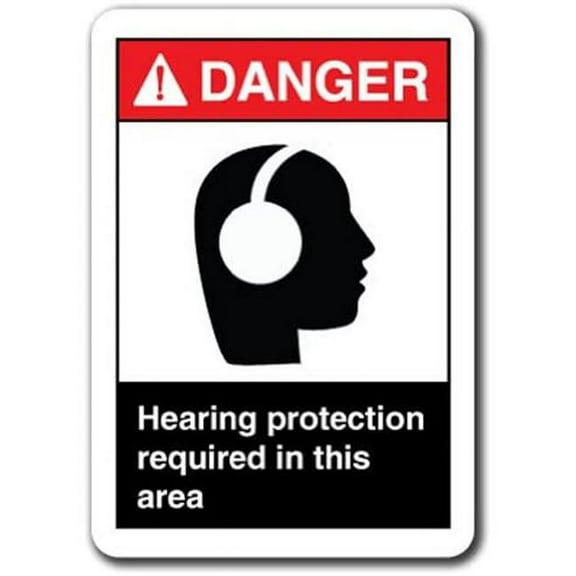 SignMission ANSI-710DS Hearing Protection 7 x 10 in. Danger Hearing Protection Required in This Area ANSI & OSHA Plastic Safety Sign