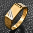 thumbnail image 3 of Gold Stainless Steel Ring for Men Women with Three Grooves for Wedding Engagement High Polished Comfort Fit Size 7-12, 3 of 4