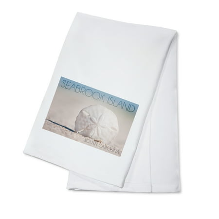 

Seabrook Island South Carolina Sand Dollar and Beach (100% Cotton Tea Towel Decorative Hand Towel Kitchen and Home)